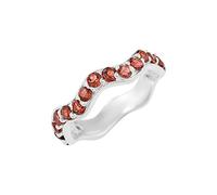 Alliances empilables en argent sterling 925 avec motif vagues, pierres précieuses naturelles, bagues de demi-éternité pour mariage J à X, O 1/2, Pierre précieuse., Grenat