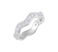 Alliances empilables en argent sterling 925 avec motif vagues, pierres précieuses naturelles, bagues de demi-éternité pour mariage J à X, M 1/2, Pierre précieuse., Quartz cristal