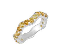 Alliances empilables en argent sterling 925 avec motif vagues, pierres précieuses naturelles, bagues de demi-éternité pour mariage J à X, X 1/2, Pierre précieuse., Citrine