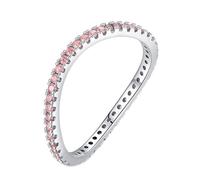 Alliances en or blanc 9 K/14 carats, saphir rose, vague pour femme, 56 (17,8), Métal précieux, Saphir rose