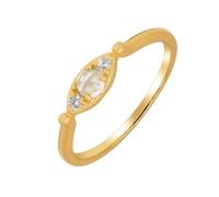 Alliances en or jaune 9 K/14 K/18 carats avec cristaux larmes Taille 47-65, or jaune 14 carats (585), Cristal Moissanite