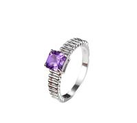Alliances Femme Bijoux Femme Violet Or Blanc 14 Carats Solitaire Carré Vintage en Saphir Violet de Laboratoire 1,2 CT Taille Solide Non Plaqué Moderne pour Tante Fiançailles Bijoux