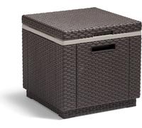 Allibert 212160 Glacière/table d'appoint Ice Cube, aspect rotin, plastique, brun