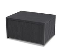 Allibert 220002 Monaco Table lounge/coffre à coussins en plastique effet rotin Gris