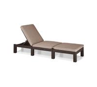 ALLIBERT Bain de soleil en résine synthétique tissée avec coussin - 4 positions - Daytona - Marron
