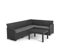 Canapé D'angle Allibert By Keter - 6 Personnes - Imitation Rotin Tressé Avec Table Basse - Gris Graphite - Sanremo Multicolore