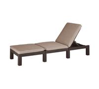 ALLIBERT by Keter Daytona Chaise Longue de Luxe pour Jardin, terrasse et Balcon avec tête réglable, Coussin, en Plastique, Aspect rotin Plat, Marron, 195 x 65 x 25,5 cm