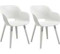 Allibert by Keter Fauteuil de jardin Akola, blanc, set de 2, plastique, dimensions : 56.7 x 55.8 x 80.1 cm, empilable, résistant aux intempéries, Outdoor