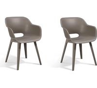 Allibert by Keter Fauteuil de jardin Akola, cappuccino, set de 2, plastique, dimensions : 56.7 x 55.8 x 80.1 cm, empilable, résistant aux intempéries, Outdoor