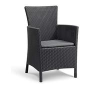 Allibert by Keter Iowa Fauteuil de Jardin avec Coussin d'assise en Plastique, Aspect rotin Plat, résistant aux intempéries, aux UV, certifié TÜV jusqu'à 110 kg