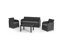 Allibert By Keter - Salon De Jardin Sanremo 5 Places Et Table Basse - Imitation Rotin Tresse - Gris Graphite Gris