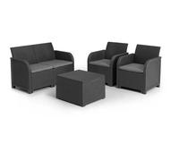 Allibert By Keter - Salon De Jardin Sanremo Storage 4 Places - Table Basse Coffre Range-Coussins - Imitation Rotin Tresse - Grap