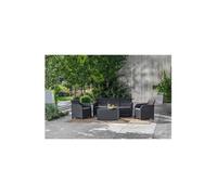 ALLIBERT by - Salon de jardin SanRemo Storage 5 places - table basse coffre range-coussins - imitation rotin tresse - grap