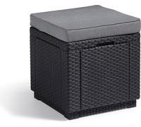 Allibert Cube Pouf H 39 x L 42 x P 42 cm, avec espace de rangement, gris graphite