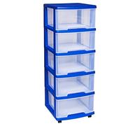 Allibert CURVER | Eify 2 - 5 Tiroirs - 20L, Bleu laser, essentials 2, 37,1x38,9x105 cm