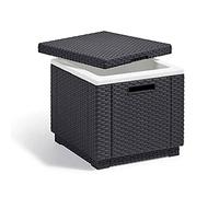 Allibert Glacière à Glaçons Graphite 213828 Tabouret Table d'Appoint Pouf