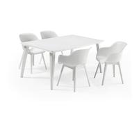 Table de jardin - Allibert by KETER - Lima - Rectangulaire 160cm - Blanc - Pour 6 personnes - En résine