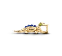 Pandora Charm Alligator, plaqué 14k, lapis-lazuli imitation et cristal vert clair, taille unique
