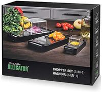 ALLIGATOR 3002 - Hachoir Multifonction 3 en 1 - Coupe Légumes - Coupe Oignon - Coupe Frites - 3 Lames Interchangeables - 3x3 mm 6x6 mm 12x12 mm - Sans BPA - Noir