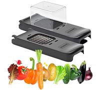 ALLIGATOR 3008 - Hachoir Multifonction 2 en 1 - Coupe Légumes - Coupe Frites - 2 Lames Interchangeables - 6x6 mm et 12x12 mm - Sans BPA - Noir