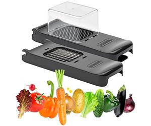 ALLIGATOR 3008 - Hachoir Multifonction 2 en 1 - Coupe Légumes - Coupe Frites - 2 Lames Interchangeables - 6x6 mm et 12x12 mm - Sans BPA - Noir