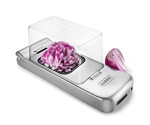 ALLIGATOR 3094 - Hachoir Multifonction Inox Avec Bac Collecteur - Coupe Légumes - Coupe Oignon - Coupe Frites - 3 Lames Interchangeables - 3x3 mm 6x6 mm et 12x12 mm - Sans BPA