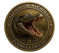 Alligator Alcatraz Humor Coin | Pièce collectrice créative | 4x4cm | COIN COLLECTEUR ALLIGATEUR | Décoration d'affichage souvenir commémorative | Portable | Pour Home Men Kids Dad Collection
