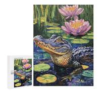 Alligator in Lily Pond Puzzle 1000 Pièces Educa Jouet en Bois Cadeau Unique Décoration Intérieure Jeu Éducatif Challenge Toy Adultes Et Enfants À Partir De 14 Ans 500 PCS