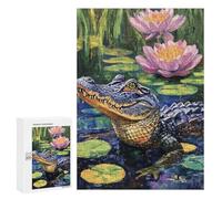 Alligator in Lily Pond Puzzle 1000 Pièces Educa Jouet en Bois Cadeau Unique Décoration Intérieure Jeu Éducatif Challenge Toy Adultes Et Enfants À Partir De 14 Ans 300 PCS