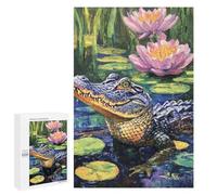Alligator in Lily Pond Puzzle 1000 Pièces Educa Jouet en Bois Cadeau Unique Décoration Intérieure Jeu Éducatif Challenge Toy Adultes Et Enfants À Partir De 14 Ans 1000 PCS