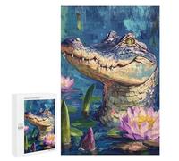 Alligator in Lotus Pond Puzzle 1000 Pièces Educa Jouet en Bois Cadeau Unique Décoration Intérieure Jeu Éducatif Challenge Toy Adultes Et Enfants À Partir De 14 Ans 1000 PCS