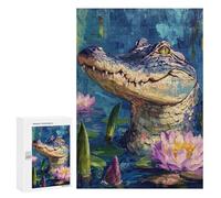 Alligator in Lotus Pond Puzzle 300 Pièces Educa Jouet en Bois Cadeau Unique Décoration Intérieure Jeu Éducatif Challenge Toy Adultes Et Enfants À Partir De 14 Ans 300 PCS