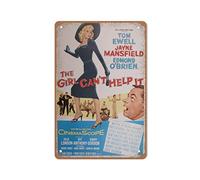 Allijune Affiche de film américain vintage 1956, dos en lin, rock n roll des années 1950, décoration murale de style vintage, cadeau pour maman, papa, amis, panneau en étain 30,5 x 40,6 cm