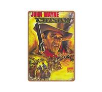 Allijune Chisum (1970) John Wayne Cult Affiche de film western réimprimée, style vintage, décoration murale, cadeau pour maman, papa, amis en étain, 20,3 x 30,5 cm