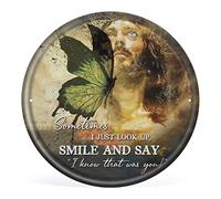 Allijune God Butterfly - Sometimes I Just Look Up, Smile and Say, I Know That was You Wrapped - Décoration d'intérieur, panneau rond en étain de style vintage, décoration murale cadeau pour maman