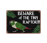 Allijune Panneau en étain « Beware of The Tiny Raptor » - Décoration murale - Décoration murale - 20,3 x 30,5 cm
