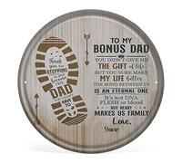 Allijune Panneau rond en étain avec inscription « To My Bonus Dad », « Thank You for Stepping in and Become The Dad You Didn't Have to Be Print, for Stepdad », décoration murale cadeau pour maman