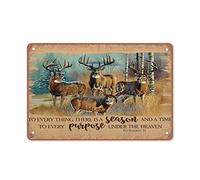Allijune Plaque en étain avec citation en forme de cerf « To Every Thing There is A Season » - Décoration murale - 20,3 x 30,5 cm