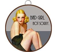 Allijune Plaque en étain avec inscription « Bad Girl Not Sorry » - Style rétro vintage - Décoration murale - Cadeau pour maman, papa, amis - 15,2 x 15,2 cm