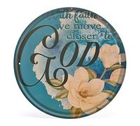 Allijune Plaque murale ronde en étain avec Faith We Move Closer to God, style vintage - Décoration murale - Cadeau pour maman, papa, amis - 30,5 x 30,5 cm