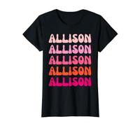 Allison First Name Minimalist Design T-Shirt Graphique avec Valeur, Femme, Noir, L