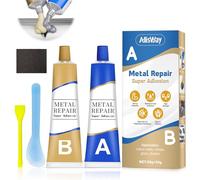 AllisWay Colle Metal, Soudure a Froid Metals, Colle Metal Extra Forte, Super Glue, Convient pour la Réparation des Fissures, de l'Usure, etc, de Divers Matériaux Métalliques, 50G + 50G