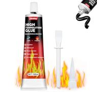 Allisway Colle Refractaire, Colle Haute Temperature, Silicone Haute Temperature, Convient pour les Fours et les Cheminées - Résistant aux Intempéries et éTanchéIté Parfaite,100 ml, Noir