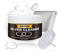 Allisway Nettoyant Argenterie, Nettoyant Argent Bijoux, Nettoyant Bijoux Argent(Avec Filtre et Tissu Argenté), Convient aux Colliers, Bagues, Bracelets, Redonner de L'éClat aux Bijoux, 200 ml