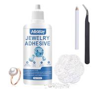 AllisWay Rhinestone Glue, Colle Bijoux, Colle Bijoux Transparente, colle Strass Dentaire con Pince À Épiler, Collage Précis pour Le Nail Art, Les Forets Dentaires et Bijoux DIY, 100ml