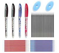 AllisWay Stylo Encre Effacable, Stylos Effaçables, Stylo Effacable, Noir Rouge Bleu, Équipé de 20 Recharges et 2 Gommes, Adapté aux Écoles, Bureaux, Étudiants, Employés de Bureau, etc