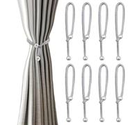 ALLisWE 8 Pièces Embrasse pour Rideaux Embrases pour Voilages Grandes Perles Gris Attache Rideau Pratiques Et Décoratives en Corde Embrasses de Rideaux Boucle Décoration pour Maison, Bureau, Hôtel