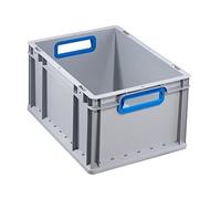 Allit Conteneur de transport gerbable L400 x l300 x H220 mm gris PP poignée ouverte bleue 1 pièce
