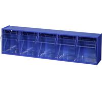 Allit 464430 Casier à tiroirs basculants VarioPlus ProFlip 5 empilable (l x H x P) 600 x 165 x 135 mm bleu, transparent 1 pc(s)