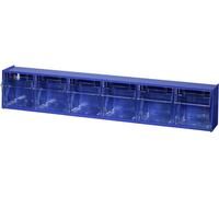Allit Casier à tiroirs basculants VarioPlus ProFlip 6 – 600×115×95 mm – Bleu/Transparent – 1 pc(s)